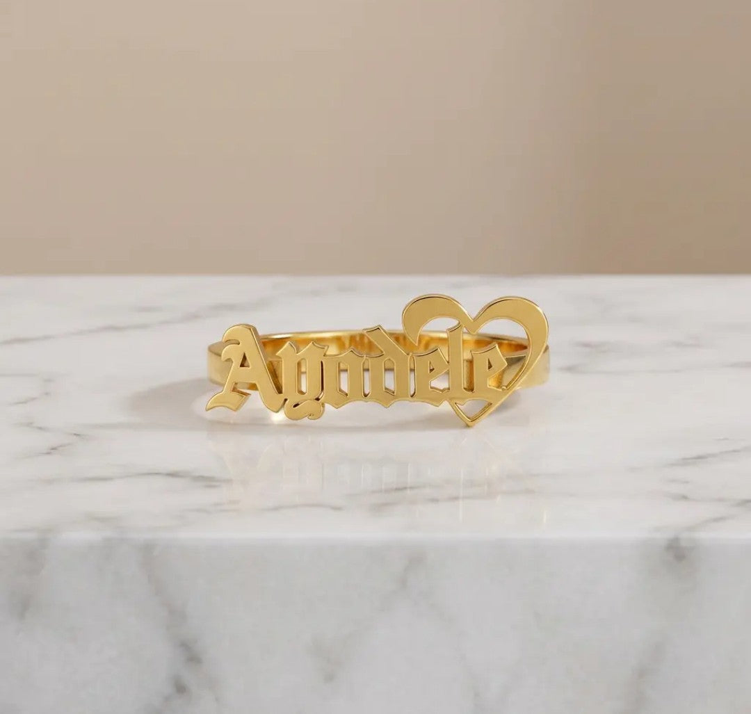 Custom Name Ring with Heart ๐