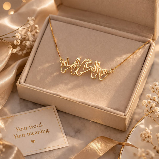 Custom Sign Language Necklace – Your Word in Hands