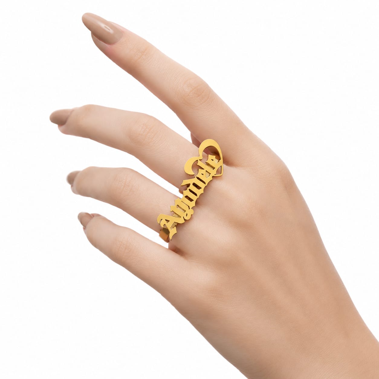 Custom Name Ring with Heart 💛