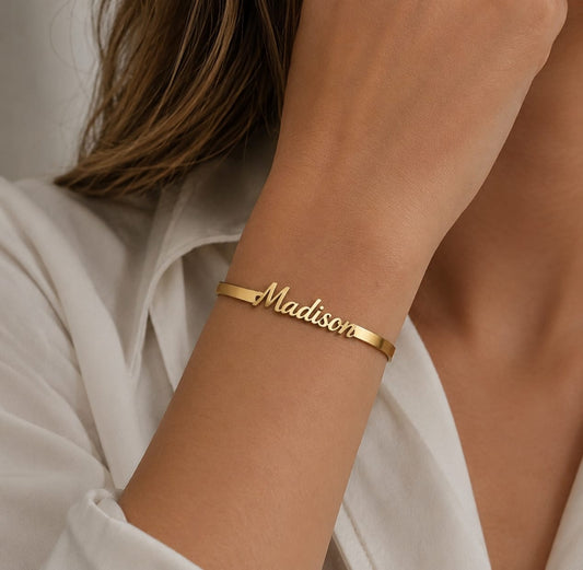 Personalized Name Bracelet – Custom Gold Cuff Bracelet
