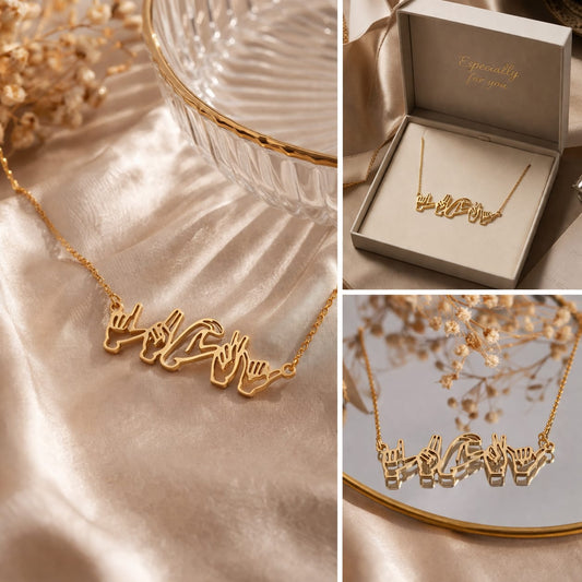 Custom Sign Language Necklace – Your Word in Hands
