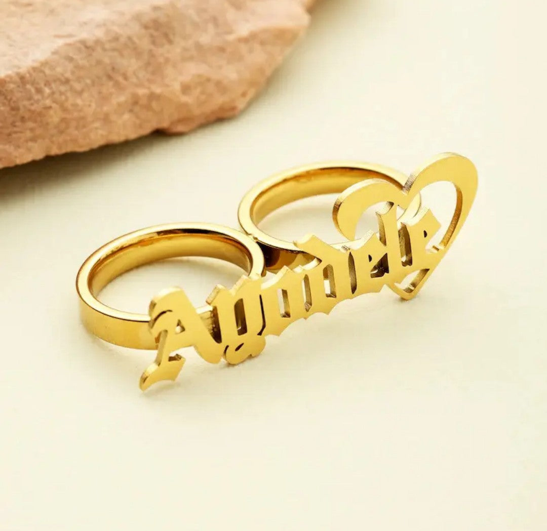 Custom Name Ring with Heart 💛