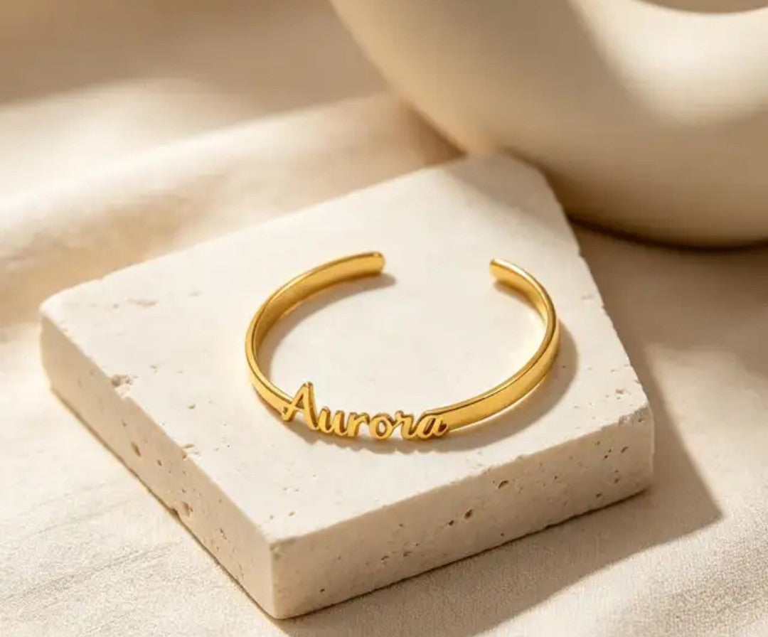 Personalized Name Bracelet – Custom Gold Cuff Bracelet